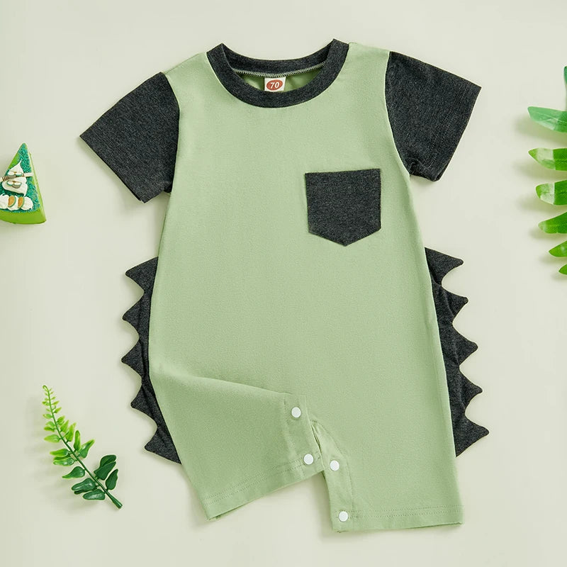 Infant Boy Cotton Romper Short Sleeve Round Neck Striped Jumpsuit Toddler Playsuit Summer Outfit for Newborns