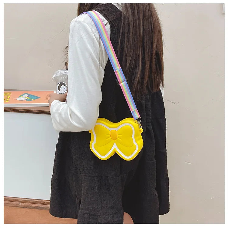 Lovely Bow Children's Silicone Shoulder Bags Cute Butterfly Shape Baby Girls Crossbody Bag Candy Color Kids Small Coin Purse