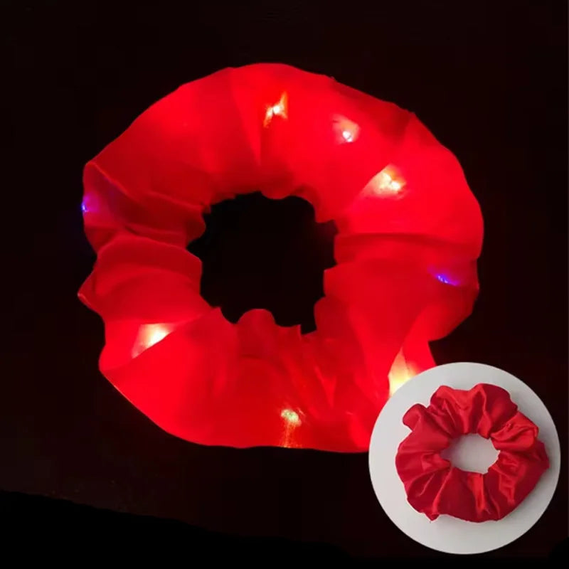 Popular Flashing Light Up hair tie LED Luminous scrunchies Women girls glowing Scrunchy Hair Rope Halloween luminous hairband