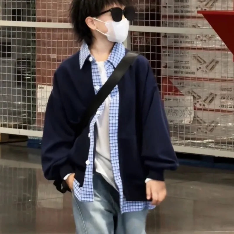 Autumn Boys 2 in 1 Loose Oversized Coat Layerable Cardigan Streetwear Essential Stylish Unisex