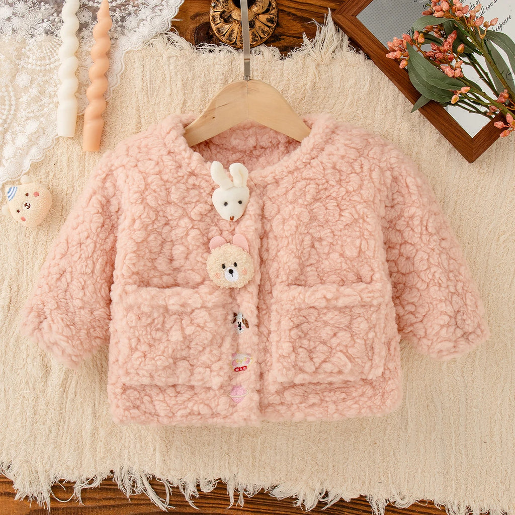 New Autumn And Winter Thick And Warm Baby Girl Coat, Cute Cartoon Children'S Clothes For Babies Aged 9 Months To 4 Years Old