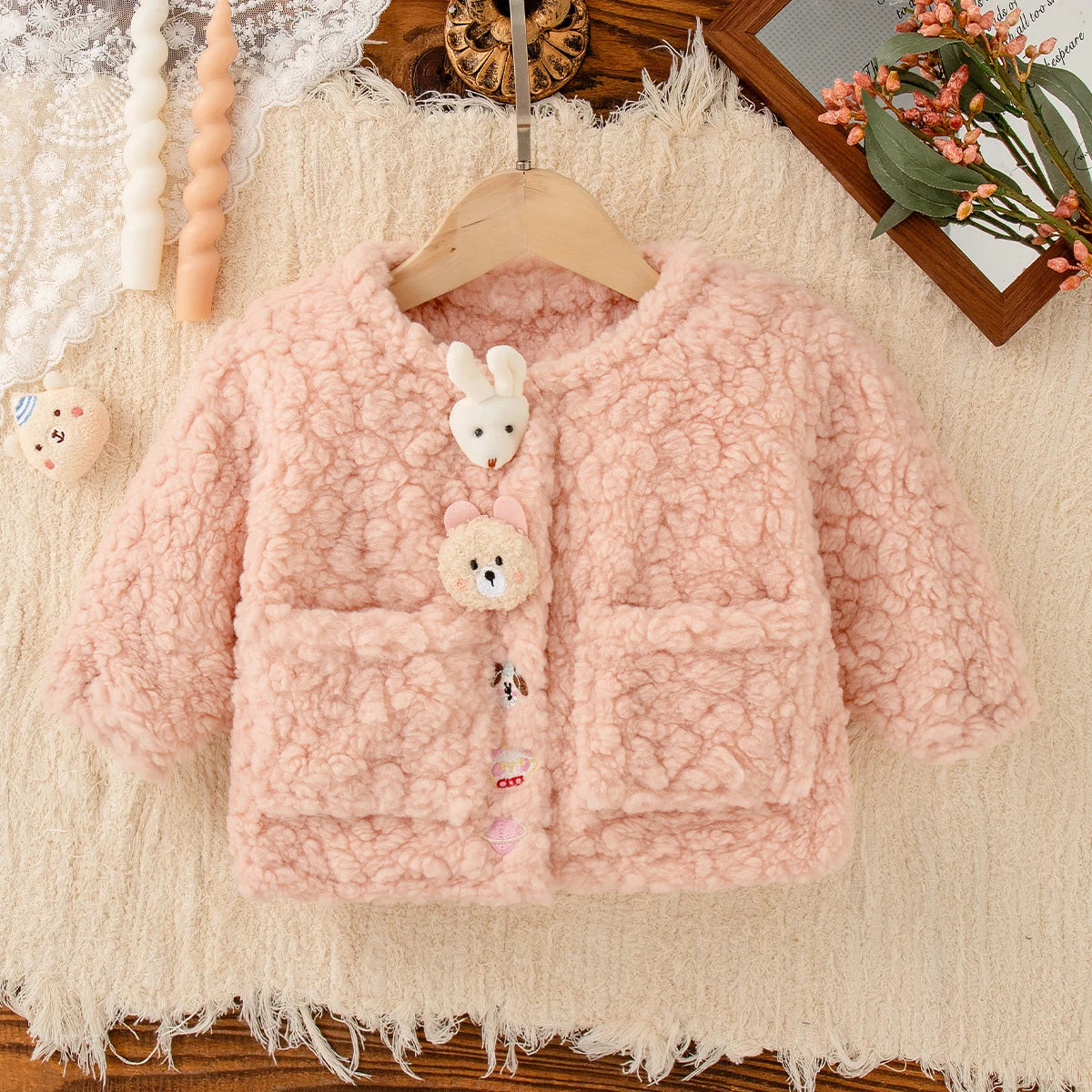 New Autumn And Winter Thick And Warm Baby Girl Coat, Cute Cartoon Children'S Clothes For Babies Aged 9 Months To 4 Years Old