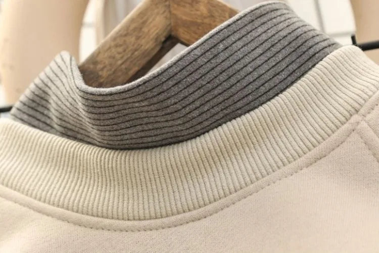 Boys' Big Kids Winter 2025 New Fake Two-Piece Fleece-Lined Mid-Collar Thickened Stylish Base Layer Sweatshirt Tops