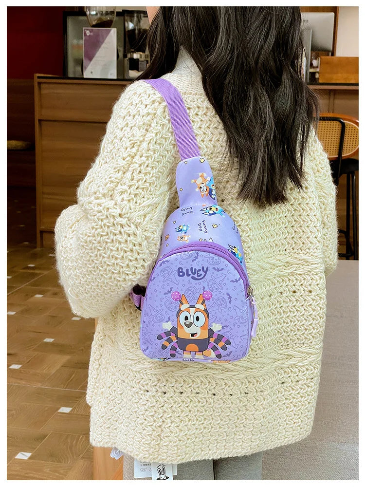 Bingo Friends Children's Bag Cute Bluey Family kids Chest Bag Kindergarten Cartoon Light Crossbody Bag Halloween Christmas gift