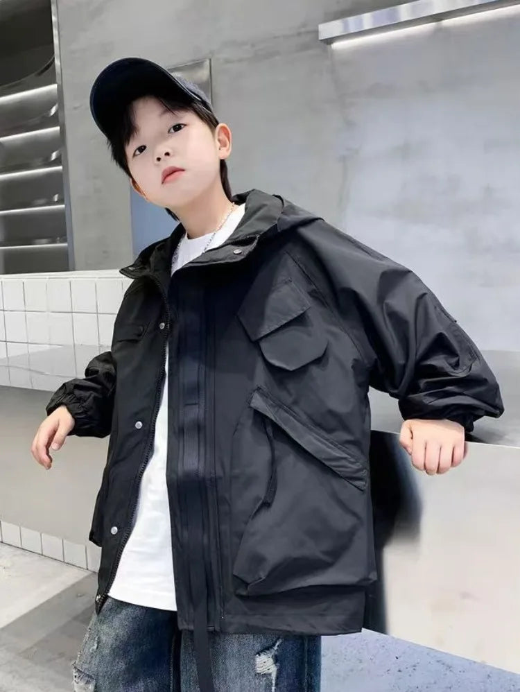 2025 New Boys Windbreaker Jacket Spring Autumn Waterproof Windproof Youth Unisex Stylish Outdoor Jacket for Kids