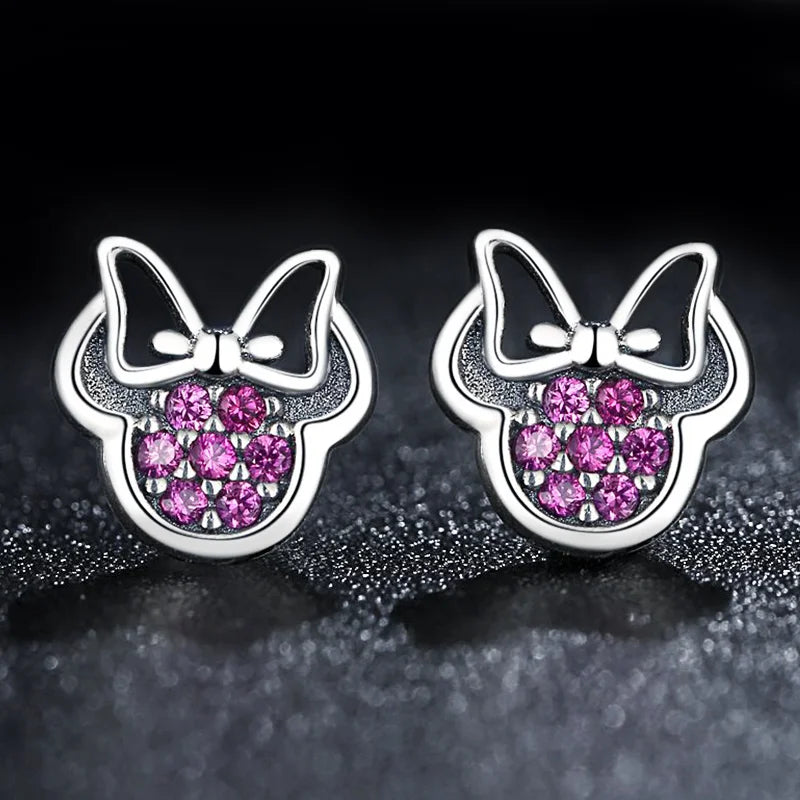Bamoer 925 Sterling Silver Luxury Girl Earrings Rainbow Butterfy Cute Fancy Funny Ear Stud Original for Women Party Fine Jewelry