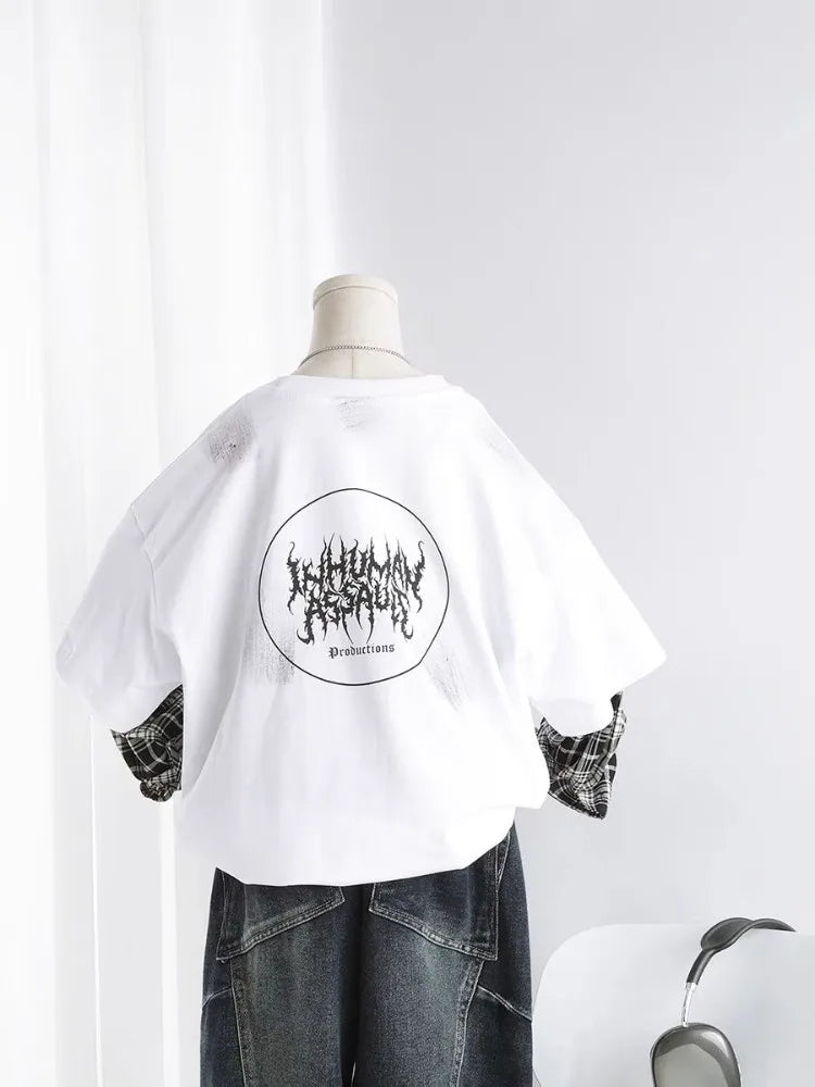 Fake Two Pieces Children's Clothing From 8 To 12 Years Boys Long Sleeve Tee Boys' T-shirt Graphic Shirts T-shirts Tees Boy Child