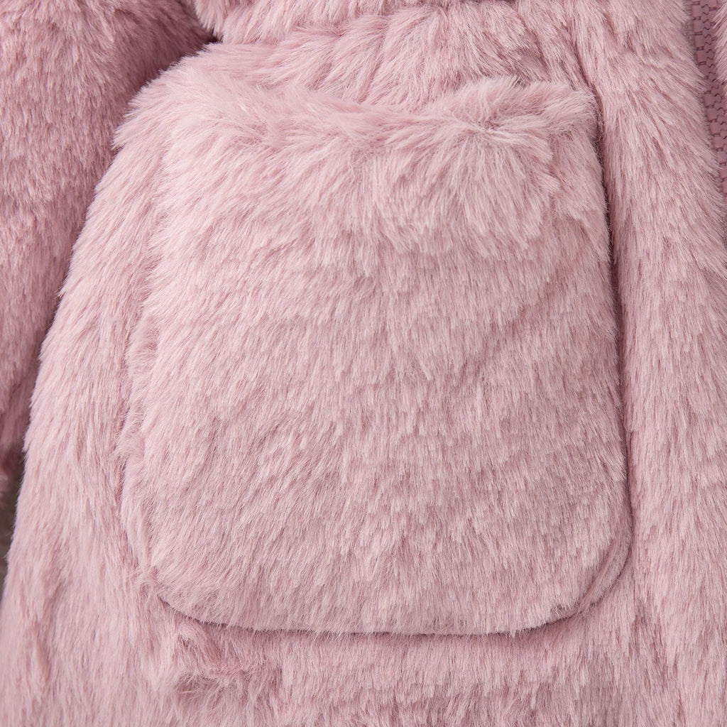 Winter New Solid Color Long Sleeved Baby Girl Coat, Thick And Warm Children'S Clothing Suitable For Babies Of 90-140 Height