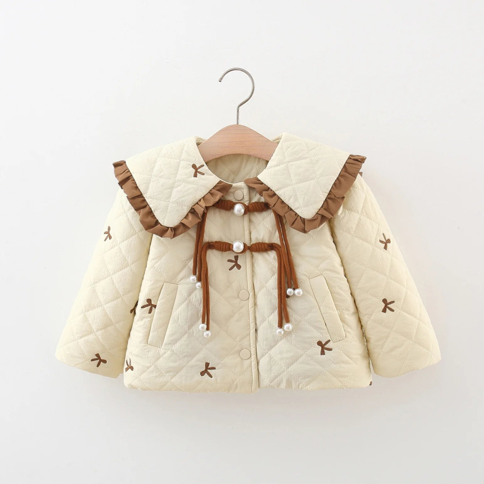 Winter New Sweet Bow Baby Girl Coat, Princess Style Thick And Warm Children'S Clothing Suitable For Babies Aged 1-4 Years
