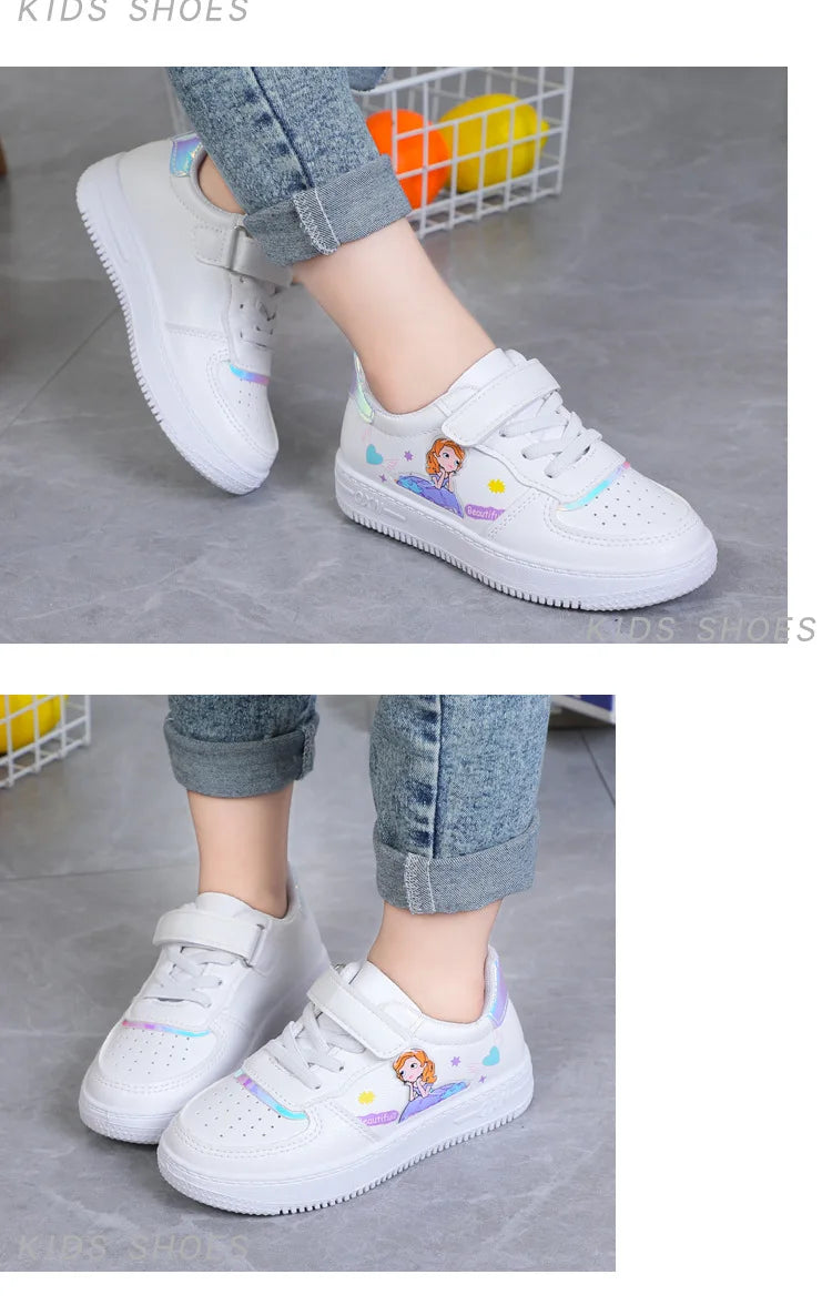 Disney Ariel Princess Kids Tennis Sneakers Children Running Girls Sport Shoes Pink White Breathable Hook Loop Boy Child Sneakers