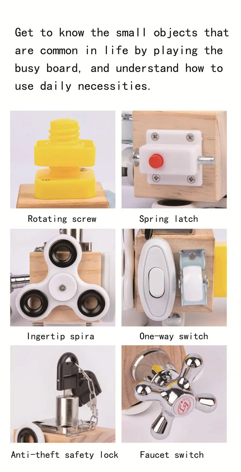 Kids Busy Cube Wooden Fidget Toy Cube Montessori Educational Baby Travel Toys Learning Basic Life Skills Sensory Busy Boards