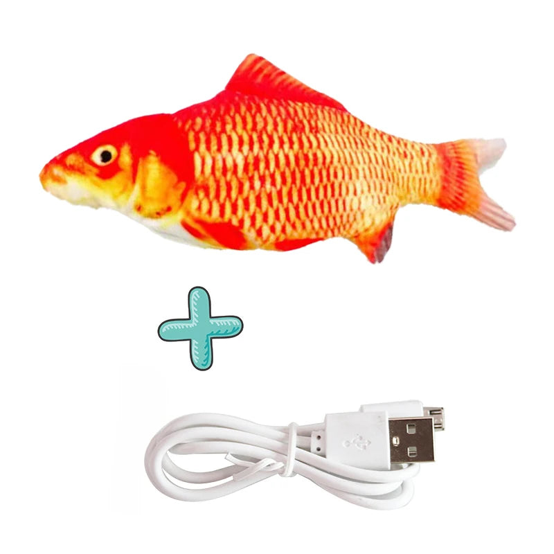 Electric Stuffed Fish Toys Funny Simulation Fish Can Bite & Move Baby Coax To Sleep Cat Pet Toy USB Rechargeable Toy for Infants