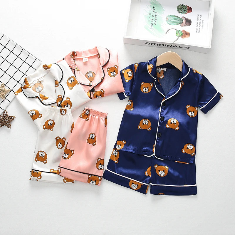 New Summer Baby Boys Clothes Suit Children Girls Sleepwear Shirt Shorts 2Pcs/Sets Kids Pajamas Toddler Costume Infant Tracksuits