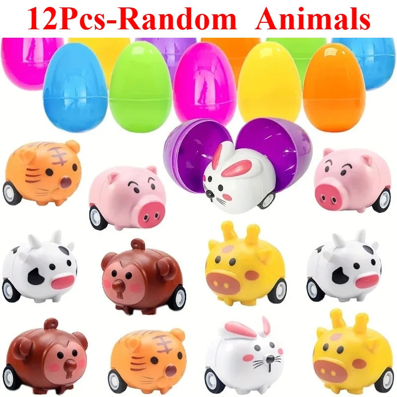 Animals Pull Back Cars Friction Powered Push and Go Back and Forth Vehicles Car Toys Racing Car Playset Toys Christmas Gift