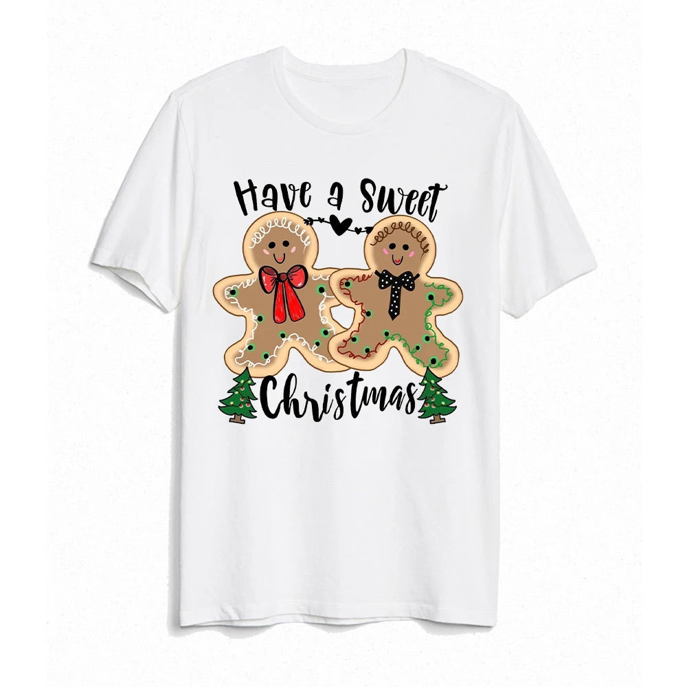 Have A Sweet Christmas Print Family Matching Outfits T-shirt Xmas Party Clothes Daddy Mommy Daughter Son T Shirt Cute Family Set