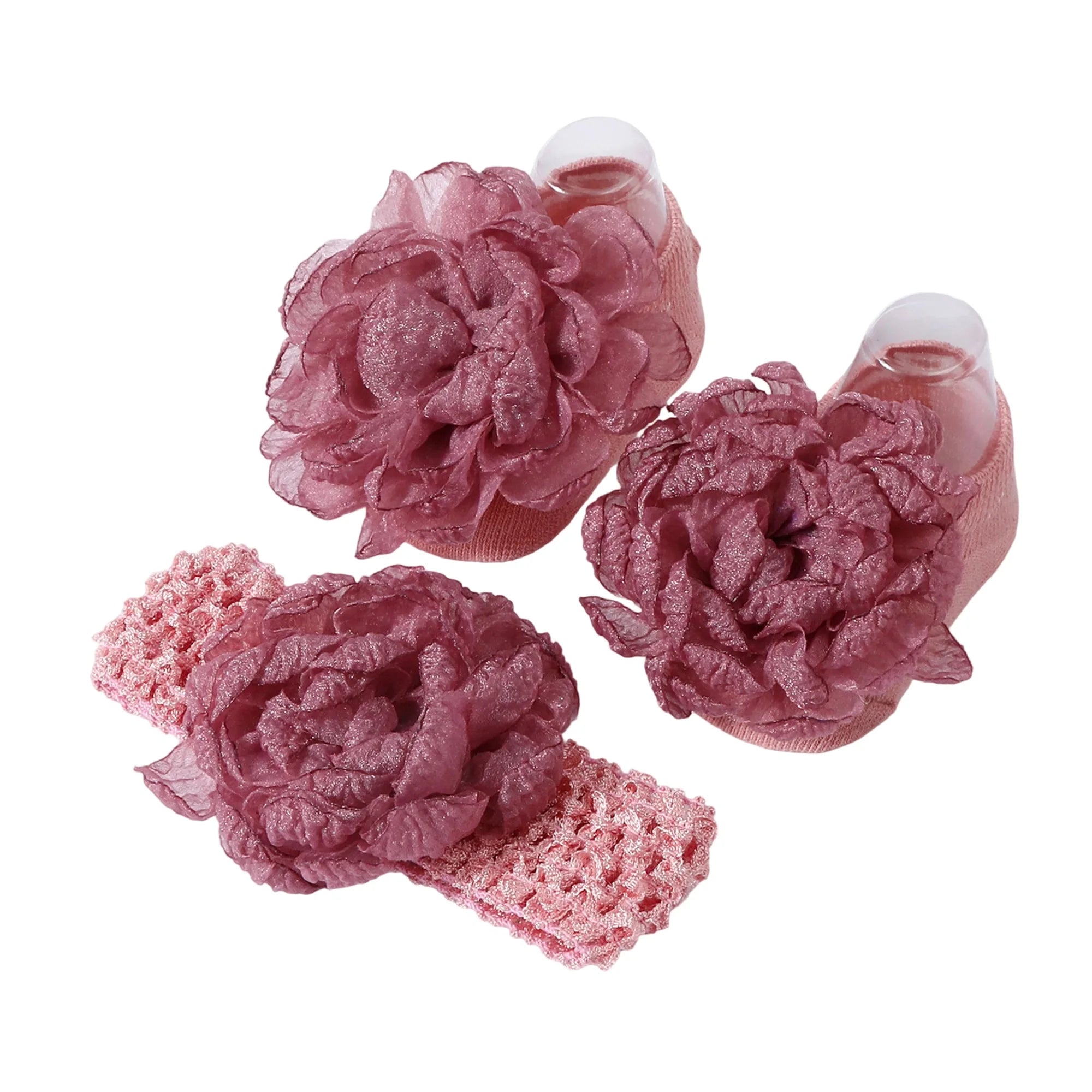 Adorable Baby Girls Hair Bow Clips and Socks Set Sweet Floral Headbands and Ankle Socks Infant Christening Outfit Accessory