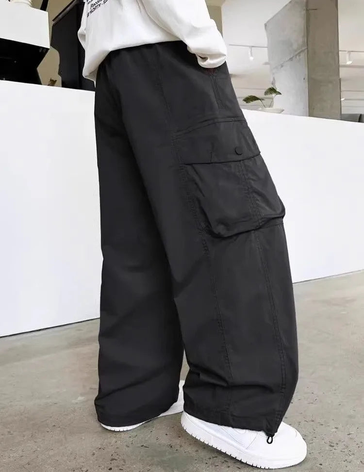 2025 Spring Autumn Boys' Cuffed Cargo Pants Straight Leg Cotton Stylish New Design