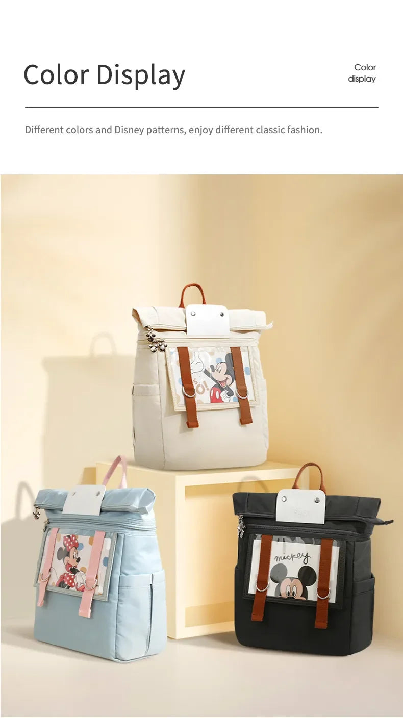 Disney Mickey New Diaper Bag Backpack Cartoon DIY Baby Diaper Bag Backpack High Quality High Capacity Baby Bag Multi Functional