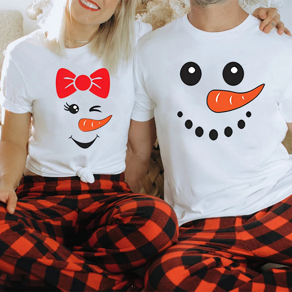 Snowman Christmas Family Matching Clothes Family Christmas Matching Tshirt Mom Dad Daughter Son Baby Tops Shirt Holiday Gift