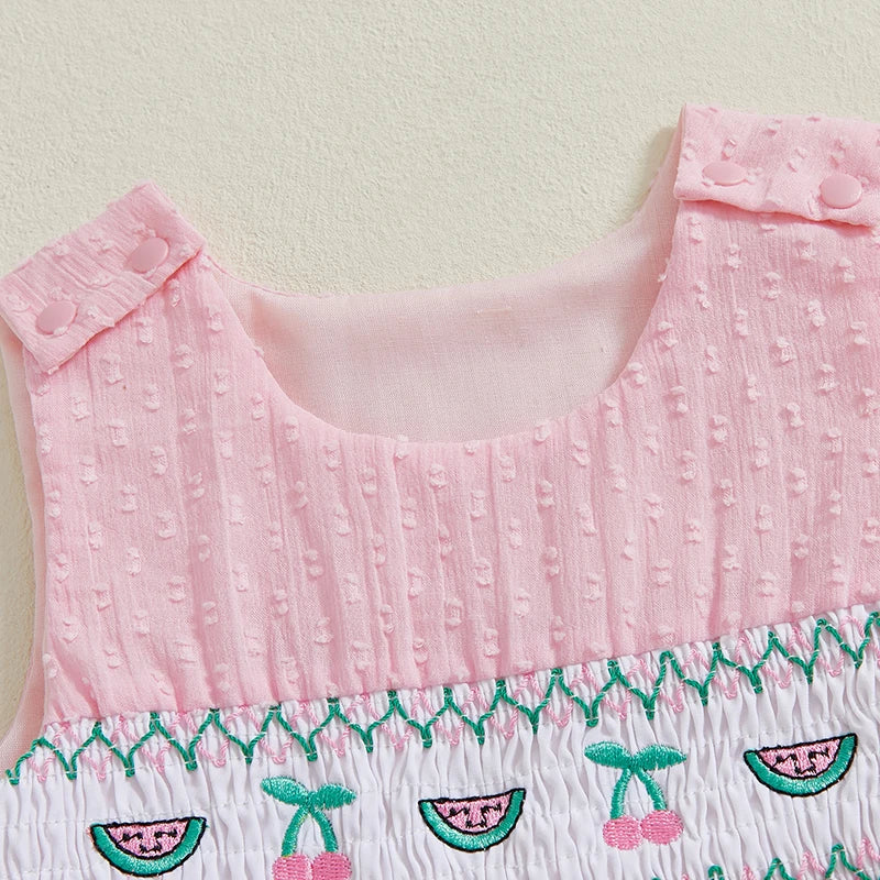 Infant Floral Print Sleeveless Romper Dress with Ruffle Detail and Bow Tie Newborn Summer Playsuit Outfit