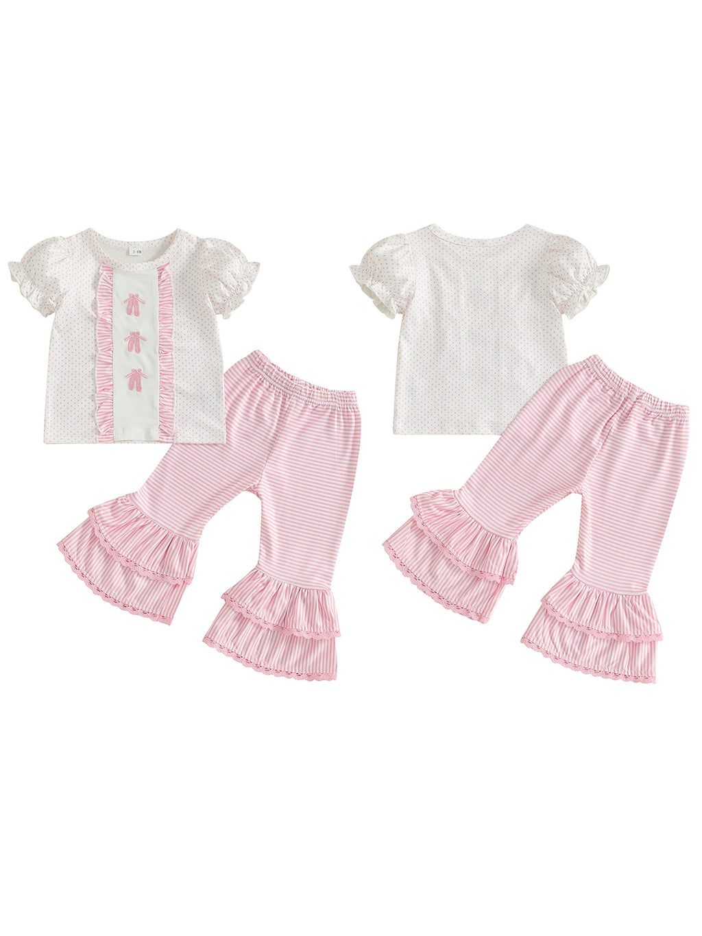 Cute Baby Girl Floral Print Romper with Bow Headband and Ruffle Bottoms 3 Piece Outfit Set for Summer Beach Party