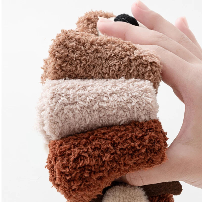 3 Pairs/Lot Baby Floor Socks Non-Slip Sole Kids Socks Cute Cartoon Winter Warm Toddler Socks For Boys And Girls