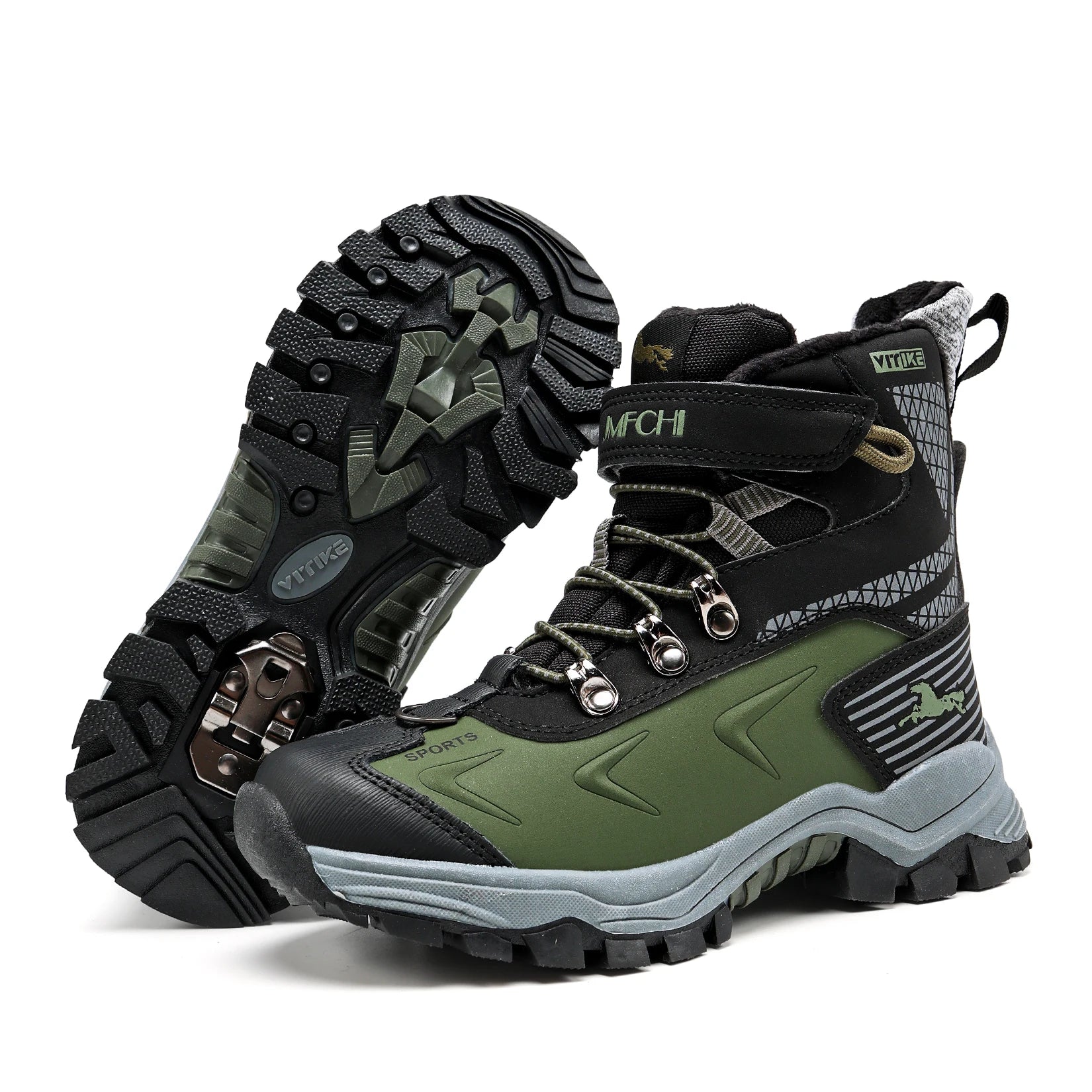 Kids Hiking Boots Boys Girls Outdoor Walking Climbing Sneaker Comfortable Snow Shoes Hiker Boot Antiskid Steel Buckle Sole