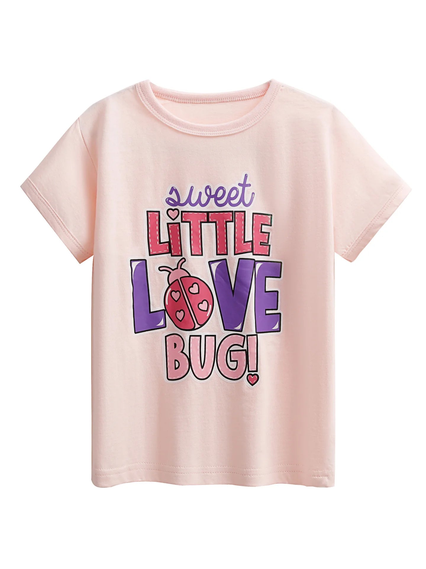 2025 Summer 2 3 4 6 8 10 Years Children Cotton Cartoon Star Bird Cat Rabbit Animal Print Short-Sleeve T-Shirt For Kids Baby Girl