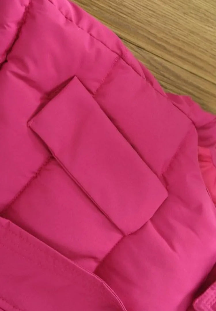 2025 Kids Puffy Windproof Quilted Sleeveless Jacket Korean Style Oversized Cargo Vest for Toddler Boys Thermal Insulated Outdoor