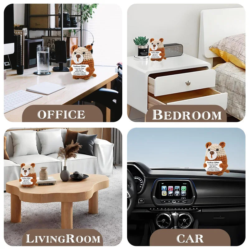 Positive Crochet Otter DIY Gift Funny Emotional Support Handmade Ornaments Gifts for Friend Mini Mental Health Encouragement