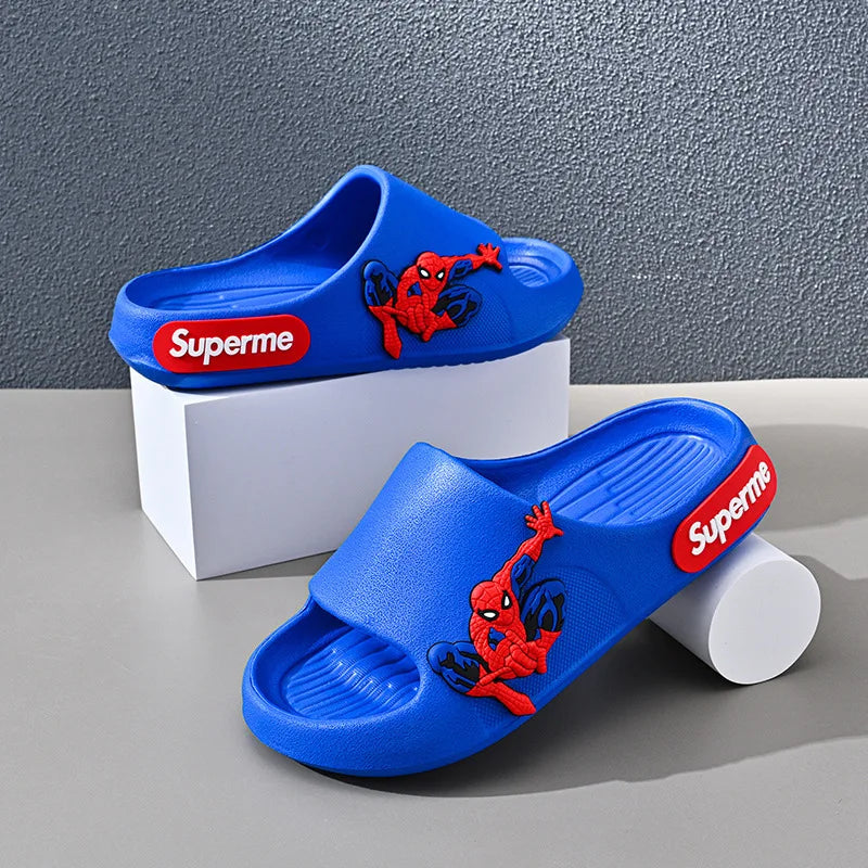 Disney Children Home Slippers Kids Cartoon Spiderman Boys Girls Soft Sole Shoes Anti-Slip Beach Slippers Size 24-45