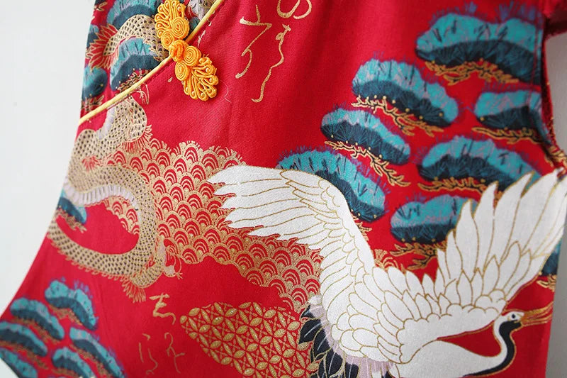 (9 Months -3 Years Old) Summer New Chinese Retro Style Baby Girl Dress, Spring Festival Party Children'S Clothing