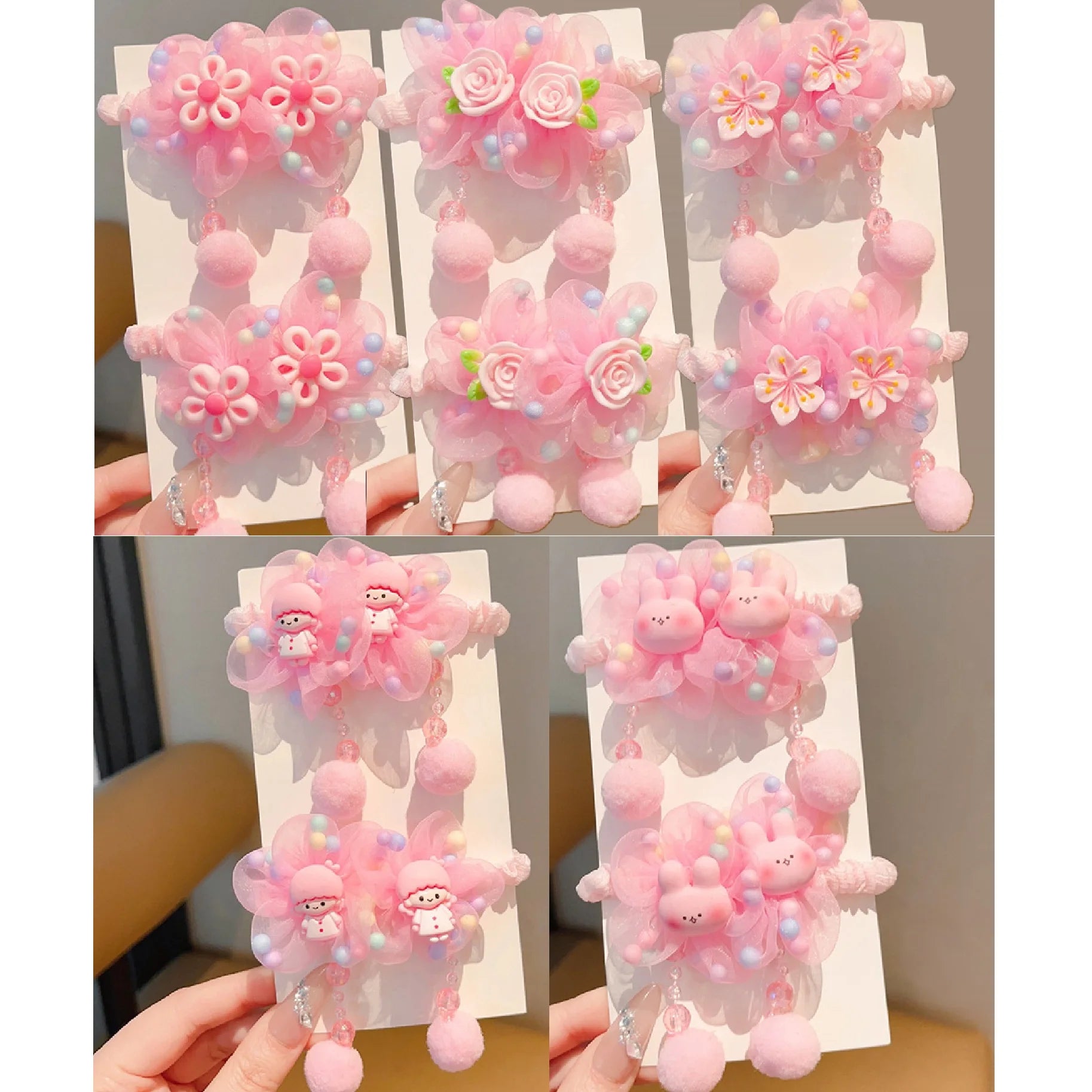 Cute little girl‘s hair loop elastic hair rope flower hair accessory