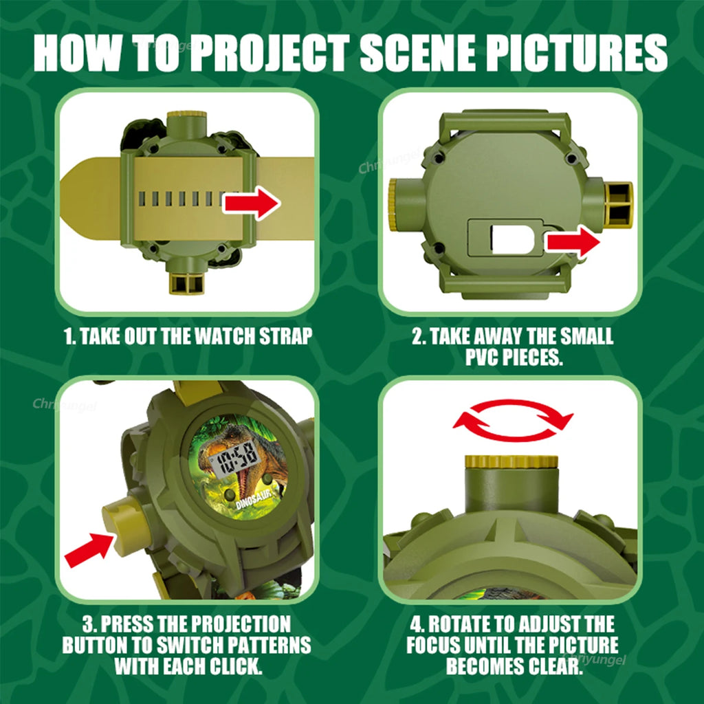 Cartoon Projection Watch for Kids Electronic Watch 24 Patterns Display Projector Montessori Education Toys Gift for Boys Girls