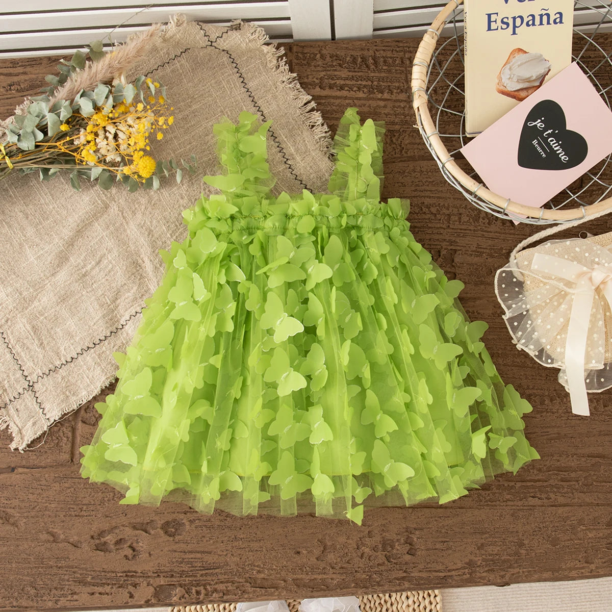 Summer New Butterfly Chiffon Baby Girl Princess Dress, Birthday Party Children'S Clothes For Babies Aged 3 Months To 3 Years Old