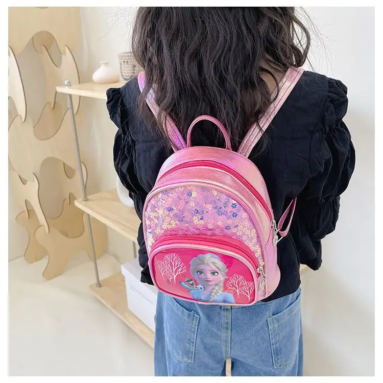 Disney Frozen Girls Backpack Elsa Princess New Girls Backpack Cartoon Cute Sequins Fashion Trend Kindergarten School Bag