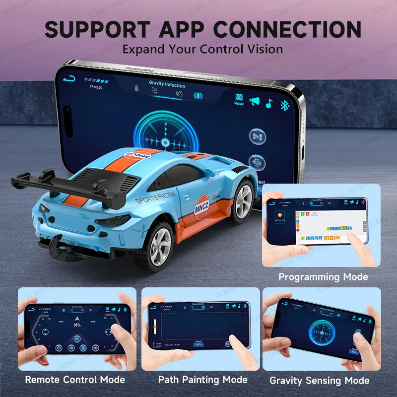 JCMO Racing Car Mini Scale 1:64 Three Speed Adjustment High Speed Mobile Phone Controllable Toy Remote Control Racer For Kids