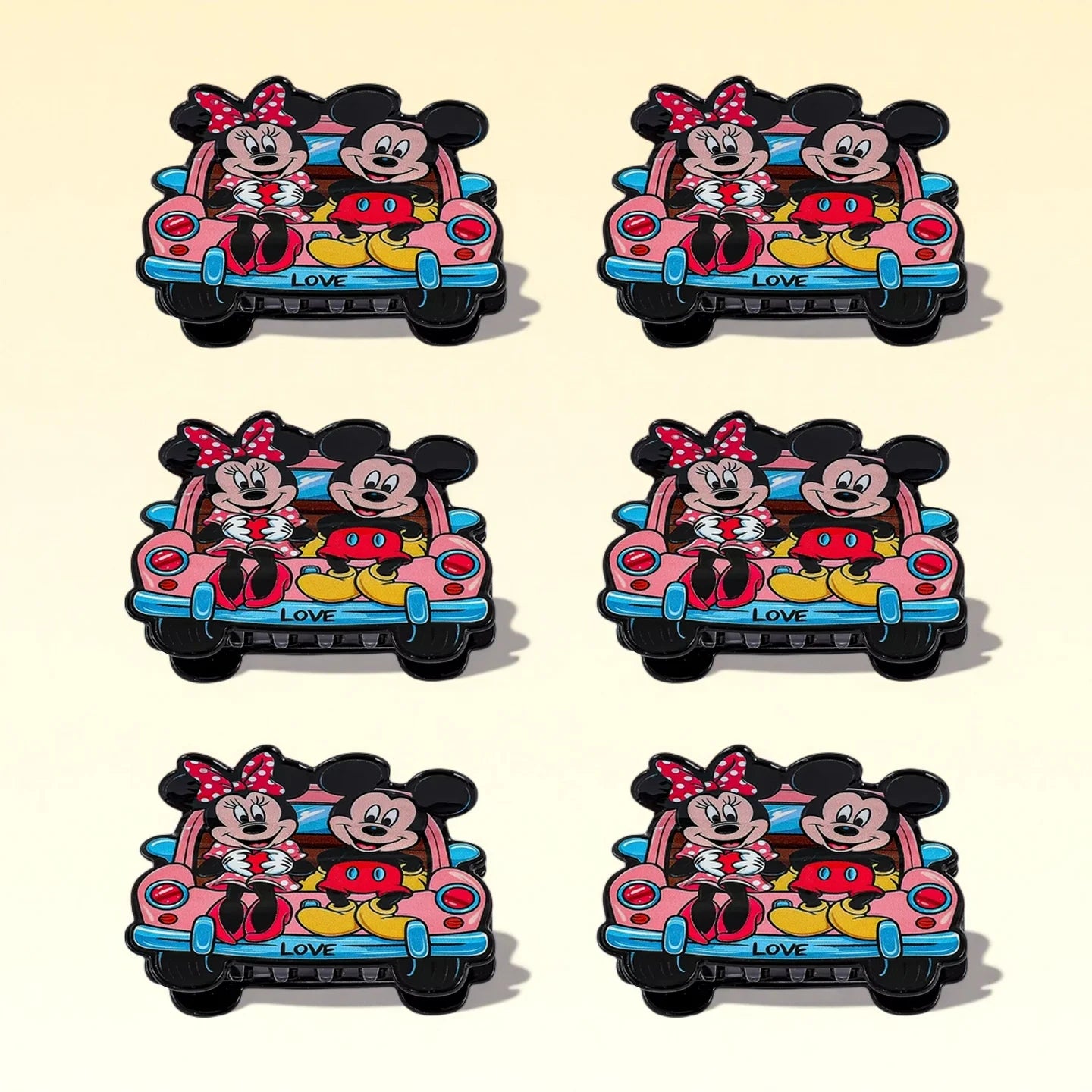 1PC/6PCS Disney Mickey and Minnie hair clips. The shapes are cute and sweet.