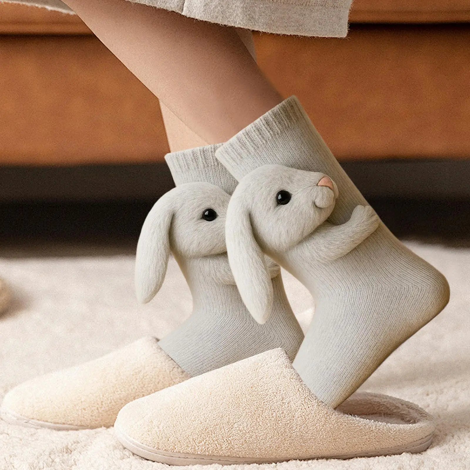 3D Knit Animal Socks Foot Warm Supplies 3D Novelty Knitted Socks for Women Kid Adult Winter Fall Christmas Birthday Indoor Home