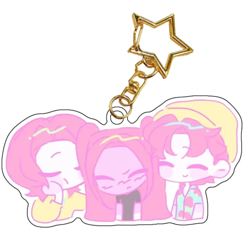 Kpop Demon Hunters Saja Boys Keychain Huntr-X Bag Pendant Unters Huntrix Saja Self Made Acrylic Keyring Jewelry Friends Gift