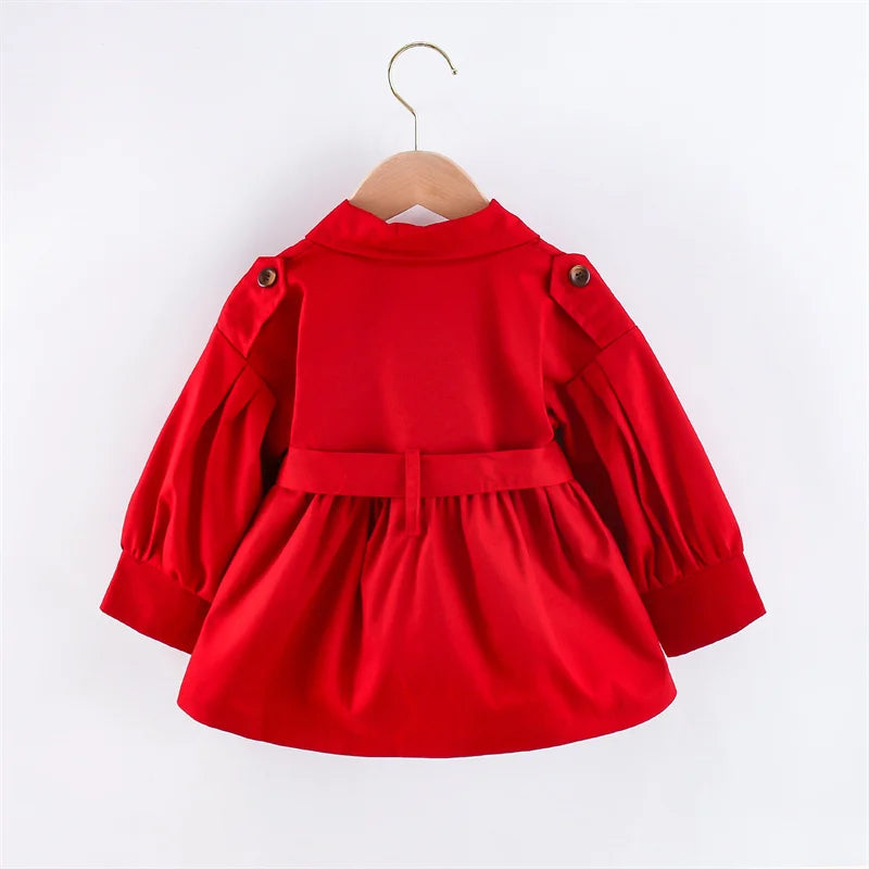 (0-3 Years Old) New Korean Style Baby Girl Coat For Spring And Autumn, Simple Solid Color Children'S Long Sleeved Clothes