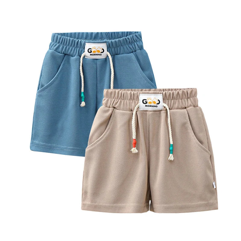 2pcs Summer Kids Shorts Boys Girls Solid Color Short Baby Solid Color Casual Pant Children Short Pant Sport Clothing Outwear