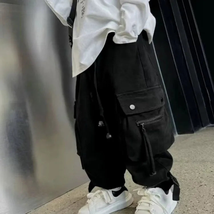 2025 New Boys' Cargo Pants Spring Autumn Casual Street Dance Cuffed Ankle Long Pants Toddler Boys