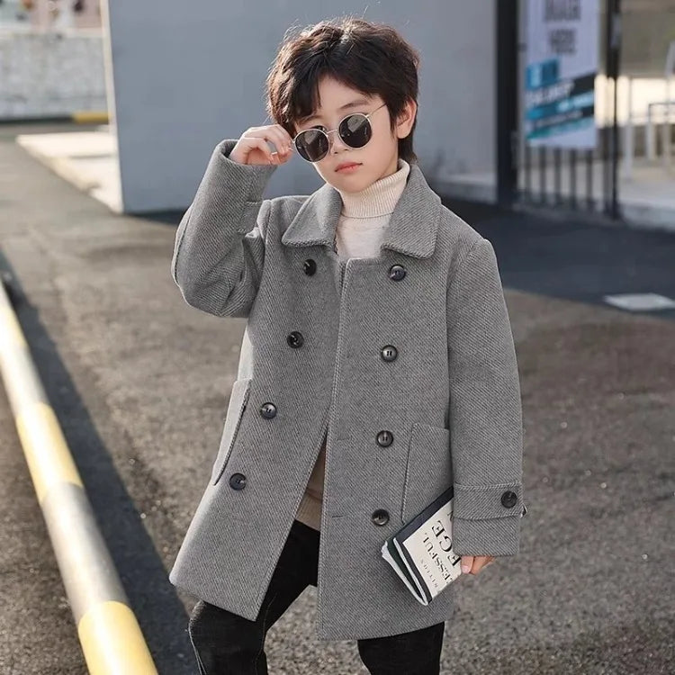 2025 Autumn Winter Kids Korean Style Plus Size Warm Thickened Wool Coat Windbreaker Stylish Outdoor Jacket