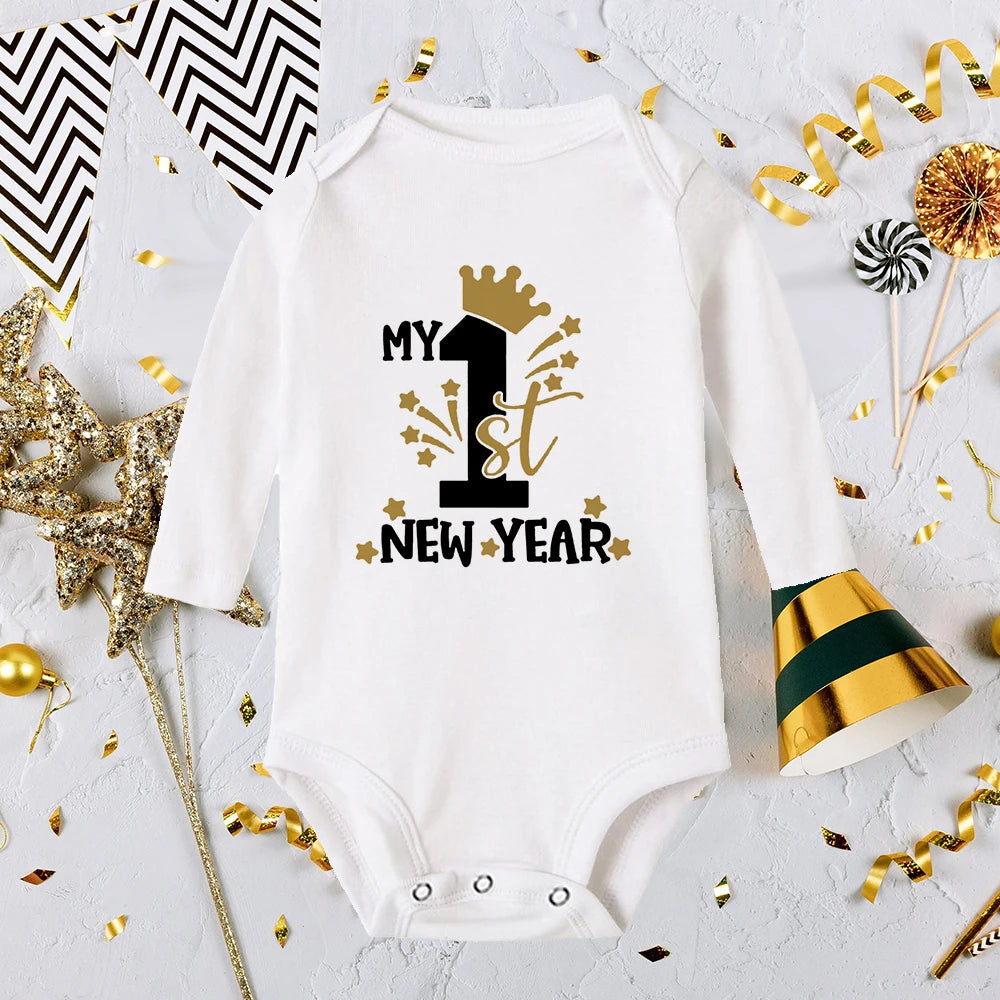 It Is My 1st New Year Baby Boy Girl Long Sleeve Romper Fashion Casual Robe Ropa Newborn Baby Bodysuit New Year Holiday Best Gift