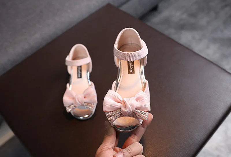 Girls Rhinestone Flower Shoes Low Heel Flower Wedding Party Dress Pump Shoes Princess Shoes For Kids Toddler