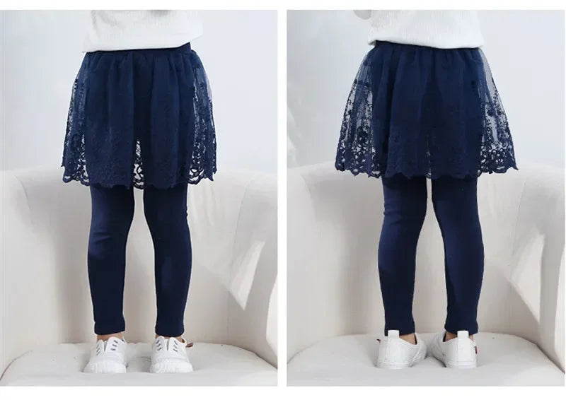 New Baby Girls Leggings Lace Princess Skirt-pants Spring Autumn Children Slim Skirt Trousers for 2-7 Years Kids Clothes