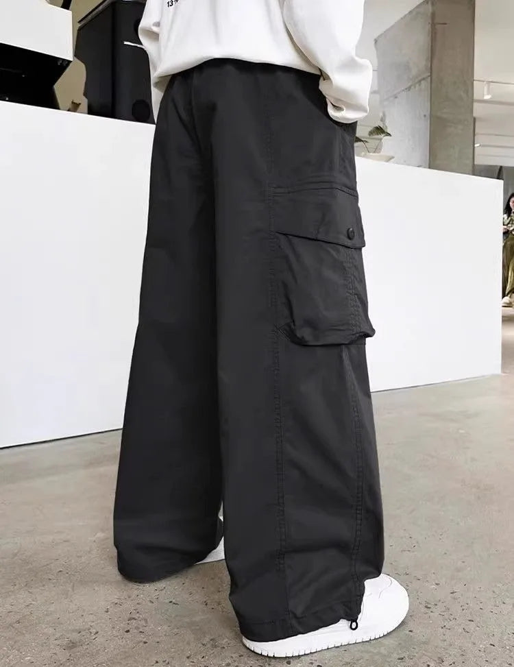 2025 Spring Autumn Boys' Cuffed Cargo Pants Straight Leg Cotton Stylish New Design