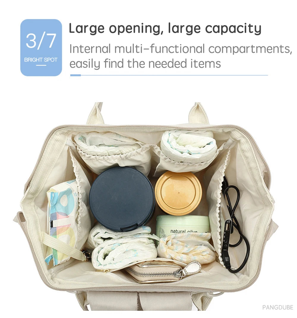 PANGDUBE Baby Nappy Bag with 2pcs Stroller Hooks Mummy Bag Backpack Waterproof Outdoor Travel Mommy Maternity Bag for Baby Stuff