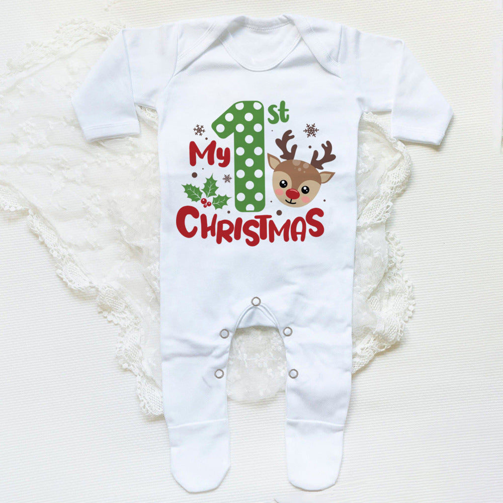 First Christmas Print Baby Sleepsuit Xmas Babygrow Sleepsuit Infant Christmas Gift Boys Girls Clothes Baby Coming Home Outfits
